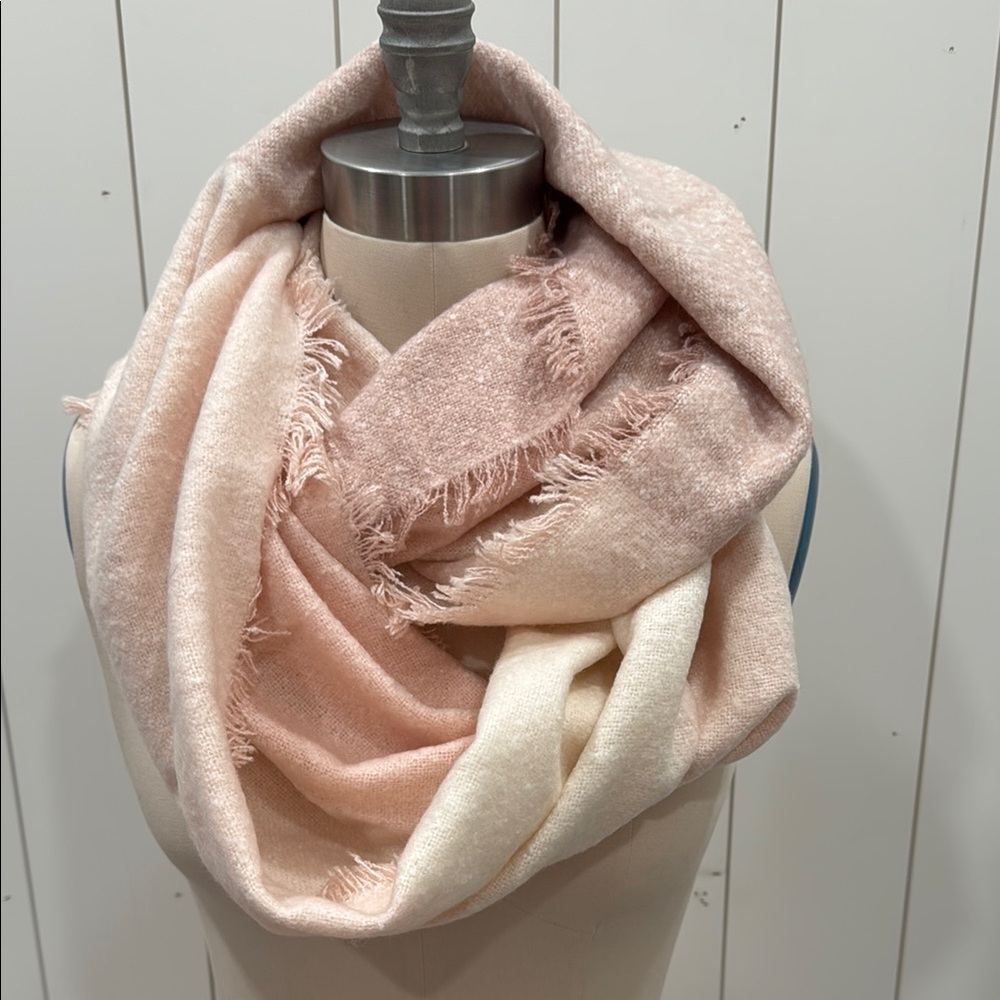 Chic Pastel Pink and Cream Cozy Scarf